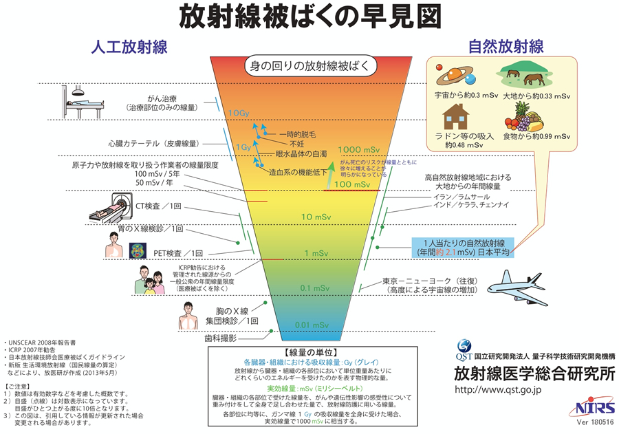 放射線被ばくの早見図